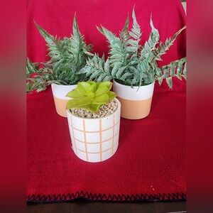 Bundle of 3 Ceramic Artificial Desk Plastic Plants